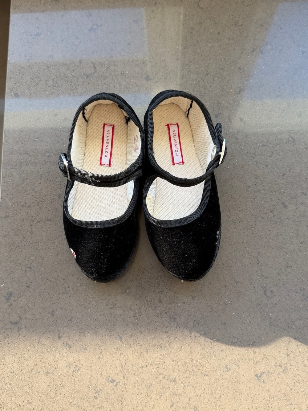 Venezia Black Velvet Mary Jane Girls' Shoes